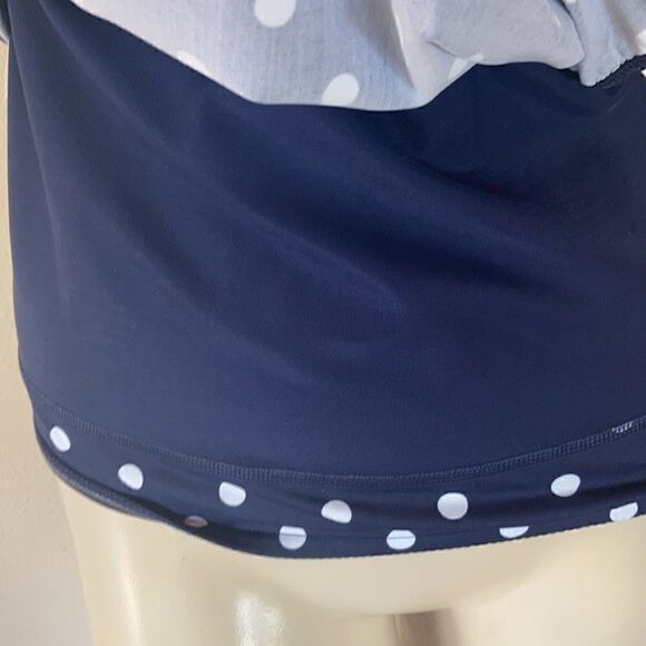 Lands End Plus Standard wrap Tankini top Tummy Control navy white polkadot Var - Picture 6 of 15
